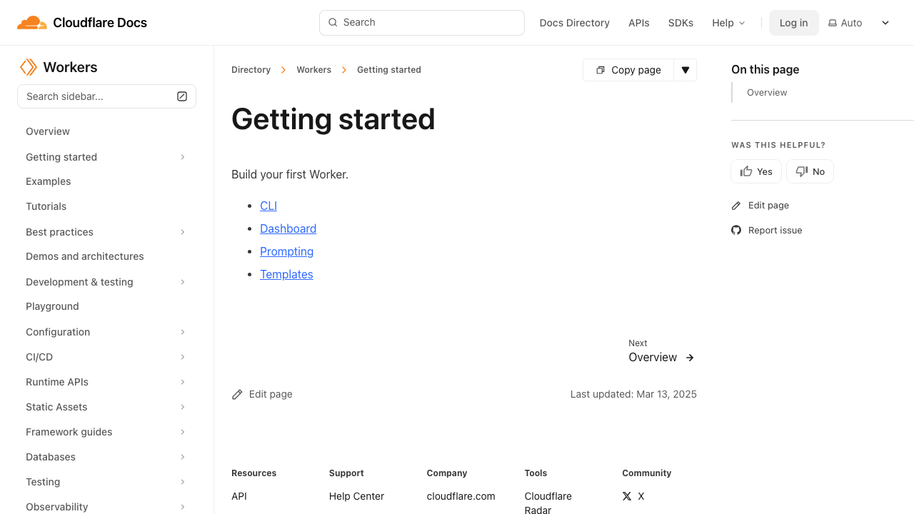 Cloudflare Workers Getting Started