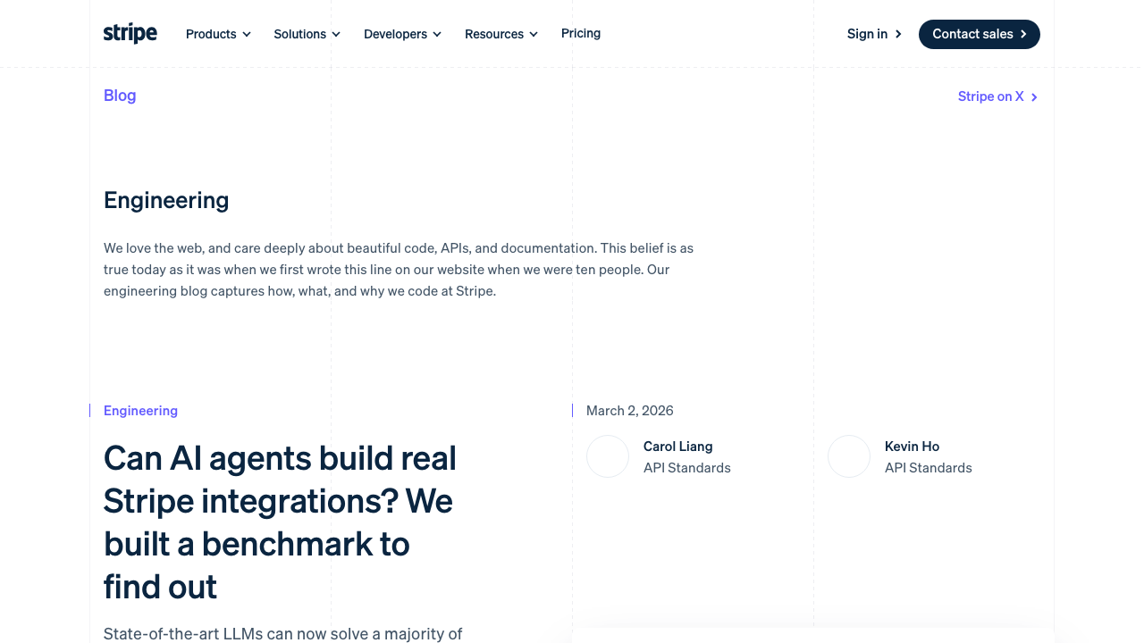 Stripe Engineering Blog Landing Page